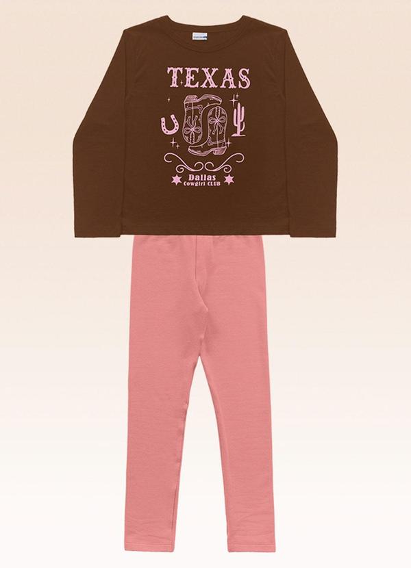Conjunto Blusa Manga Longa e Legging Marrom