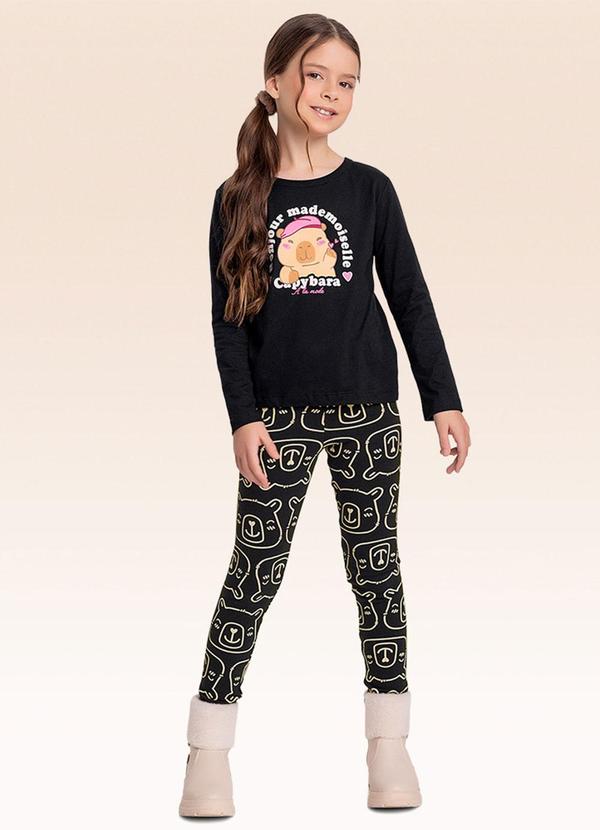 Conjunto Blusa Manga Longa e Legging Preto