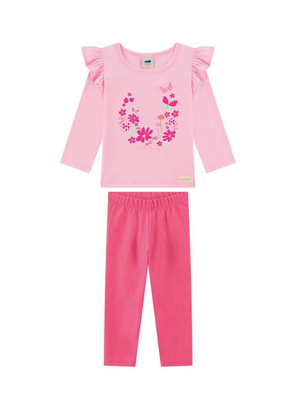 Conjunto Blusa Manga Longa e Legging Rosa