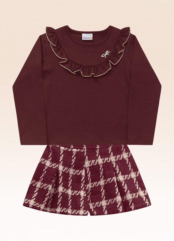 Conjunto Blusa Manga Longa e Shorts Vermelho