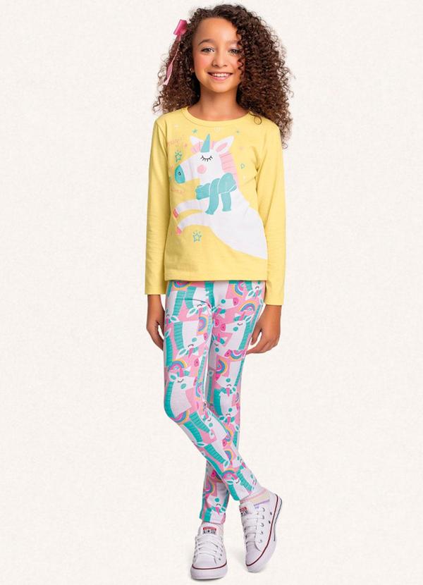 Vista 2 Conjunto Blusa Manga Longa/Legging Amarelo Fakini Kids Fakini Kids