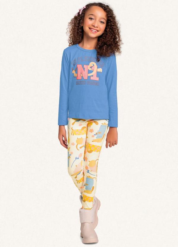 Vista 2 Conjunto Blusa Manga Longa/Legging Azul Fakini Kids Fakini Kids