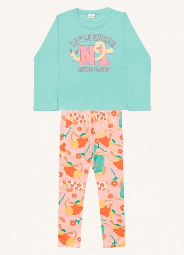 Vista 2 Conjunto Blusa Manga Longa/Legging Verde Fakini Kids Fakini Kids