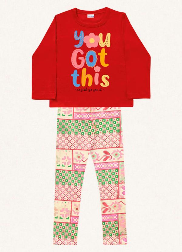 Vista 2 Conjunto Blusa Manga Longa/Legging Vermelho Fakini Kids Fakini Kids