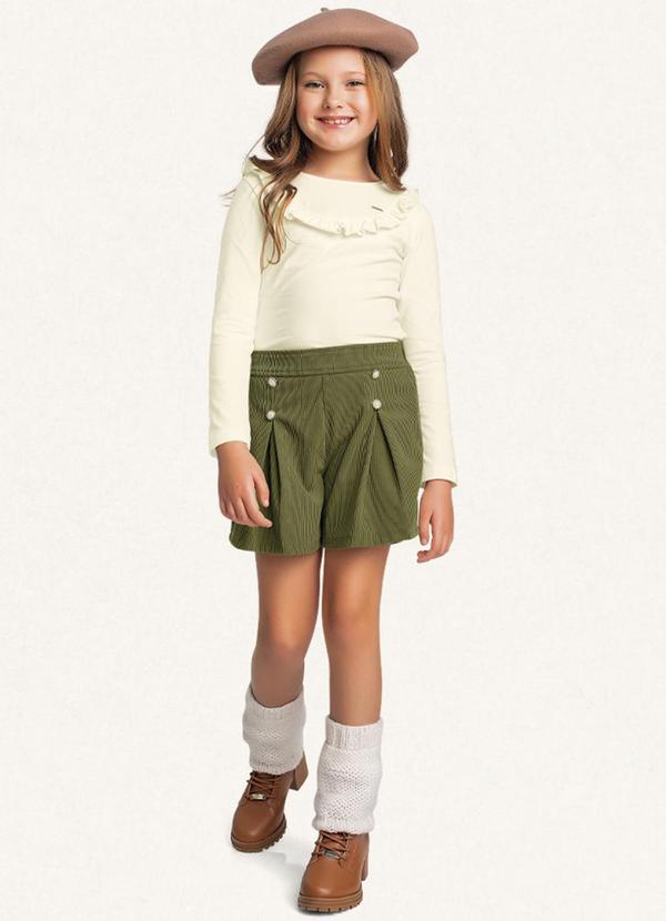 Vista 2 Conjunto Blusa Manga Longa/Short Verde Fakini Kids Fakini Kids