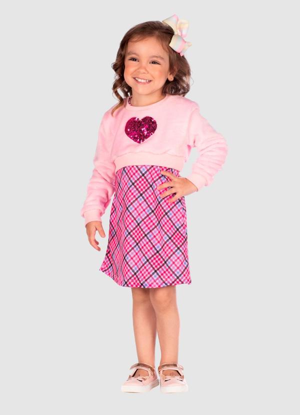 Conjunto Blusa Peluciada e Vestido Rosa