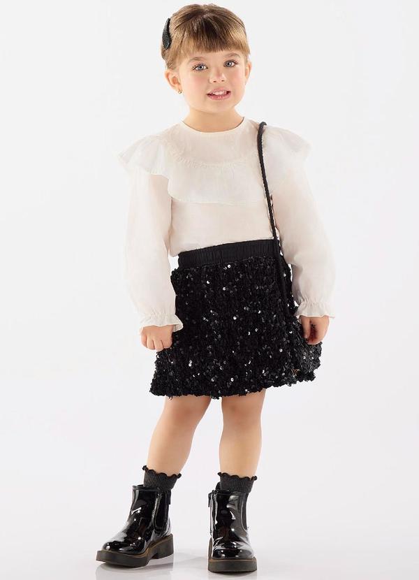 Vista 2 Conjunto Blusa, Saia e Bolsa Bege Up Baby Up Baby