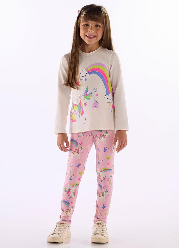 Conjunto Blusa Unicórnio Legging Branco