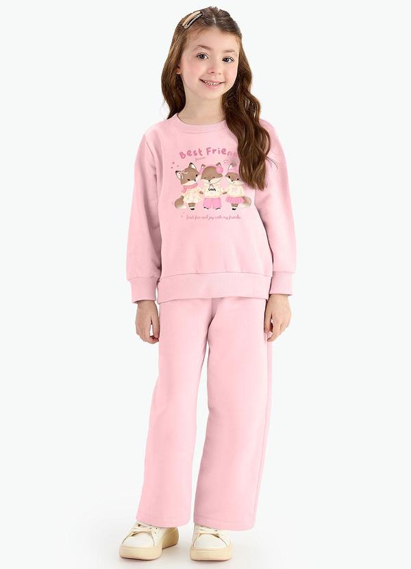 Conjunto Blusão com Calça Feminina Rosa