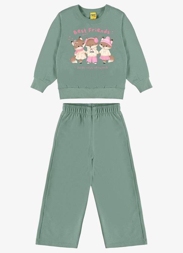 Conjunto Blusão com Calça Feminina Verde