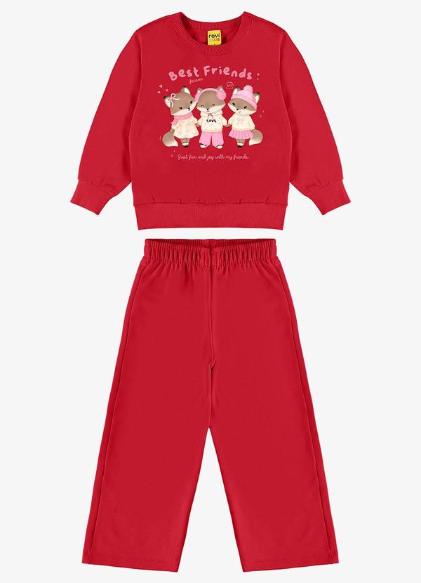Conjunto Blusão com Calça Feminina Vermelho
