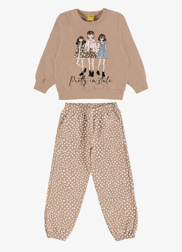 Conjunto Blusão com Calça Feminino Marrom