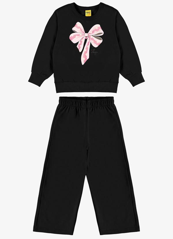 Conjunto Blusão com Calça Feminino Preto
