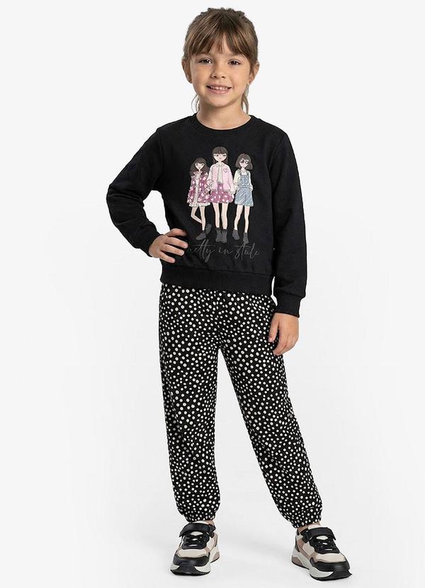 Conjunto Blusão com Calça Feminino Preto