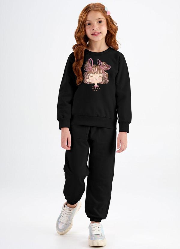 Conjunto Blusão com Calça Feminino Preto