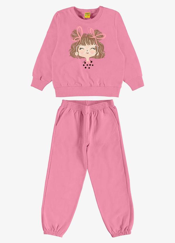 Conjunto Blusão com Calça Feminino Rosa