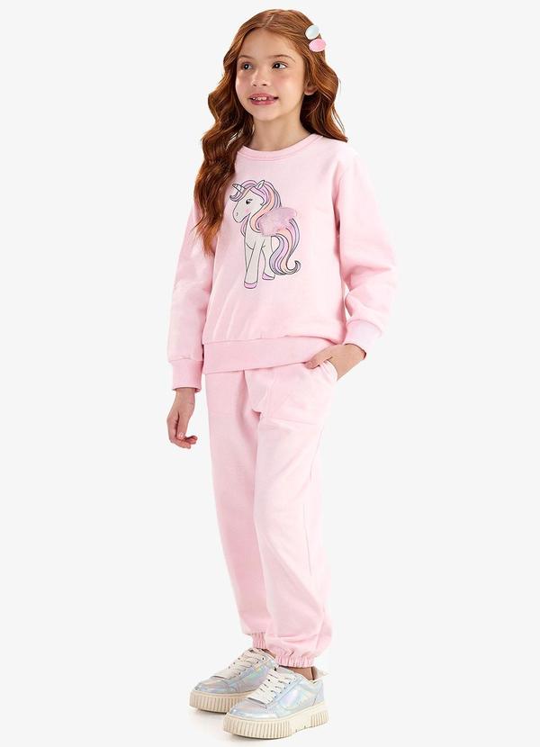 Conjunto Blusão com Calça Moletom Rosa