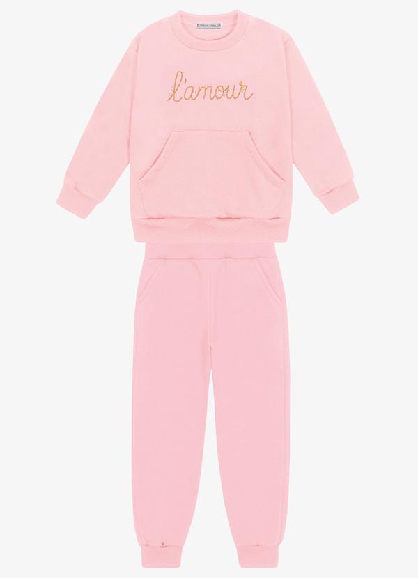 Conjunto Blusao com Calca Rosa