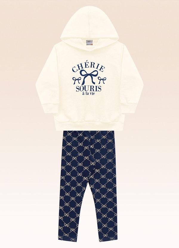 Conjunto Blusão com Capuz e Legging Bege