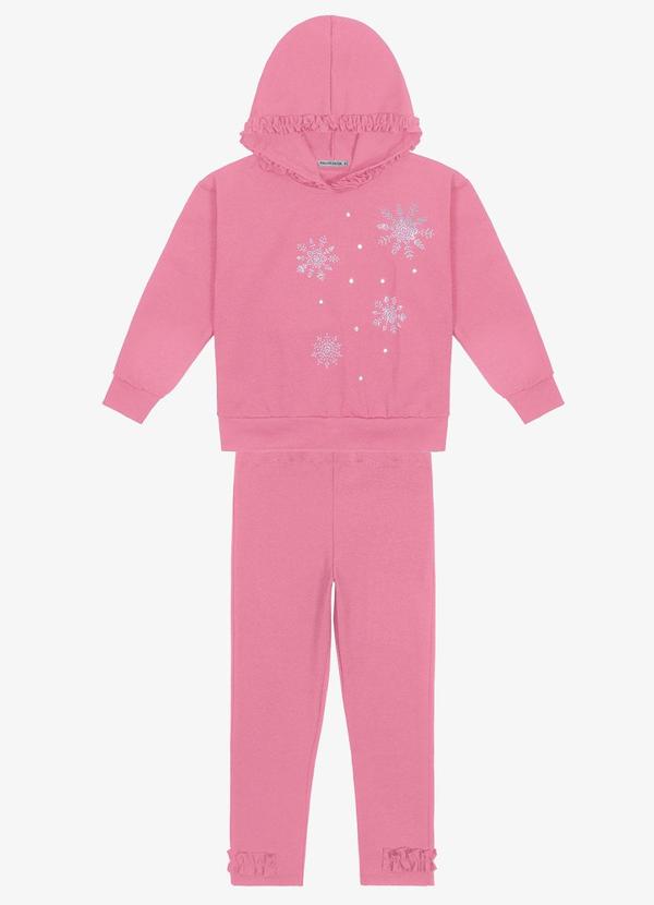 Conjunto Blusão com Capuz e Legging Rosa