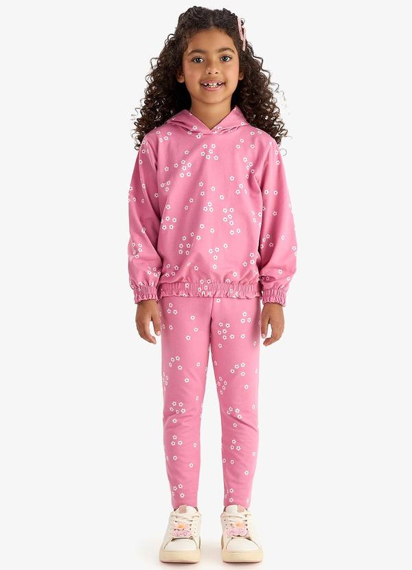Conjunto Blusão com Capuz e Legging Rosa
