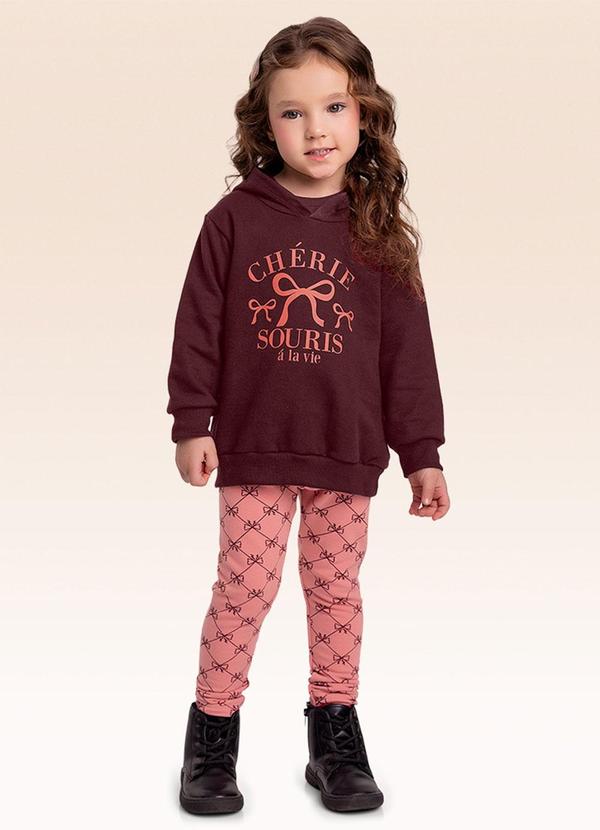 Conjunto Blusão com Capuz e Legging Vermelho