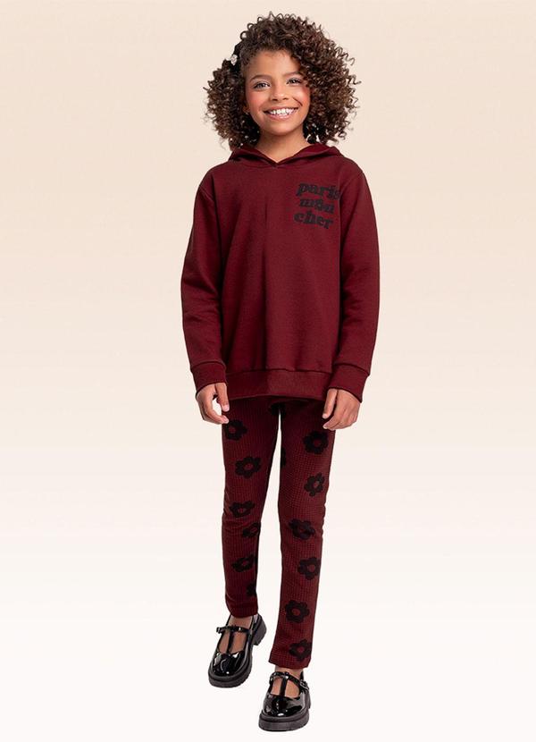 Conjunto Blusão com Capuz e Legging Vermelho
