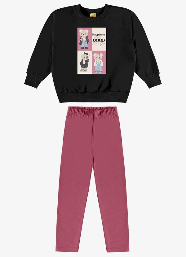 Conjunto Blusão com Legging Feminino Preto
