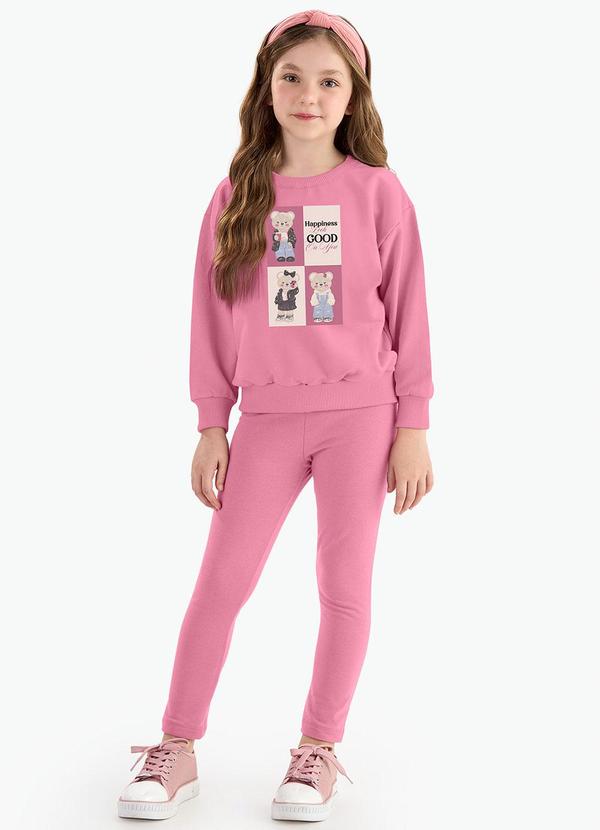 Conjunto Blusão com Legging Feminino Rosa