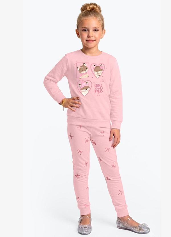 Conjunto Blusão com Legging Feminino Rosa