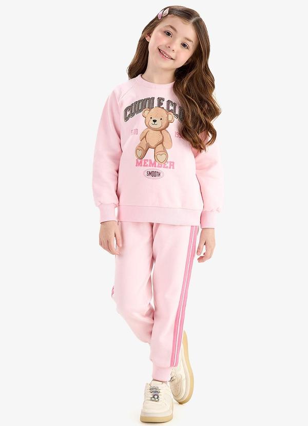 Conjunto Blusão com Legging Moletom Rosa
