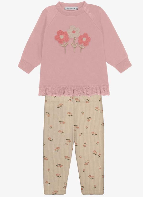 Conjunto Blusao com Legging Rosa