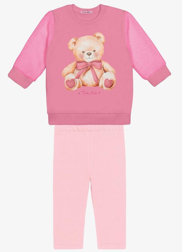Conjunto Blusao com Legging Rosa