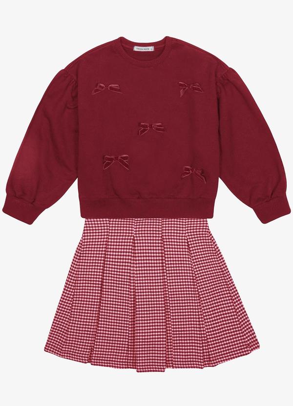 Conjunto Blusão com Saia Feminino Vermelho