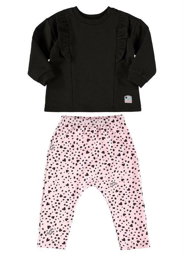 Conjunto Blusão e Calça Bebê Menina Preto