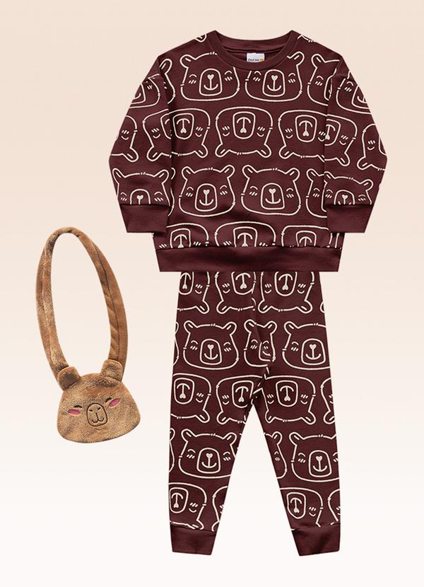 Conjunto Blusão e Calça com Bolsa Bordo