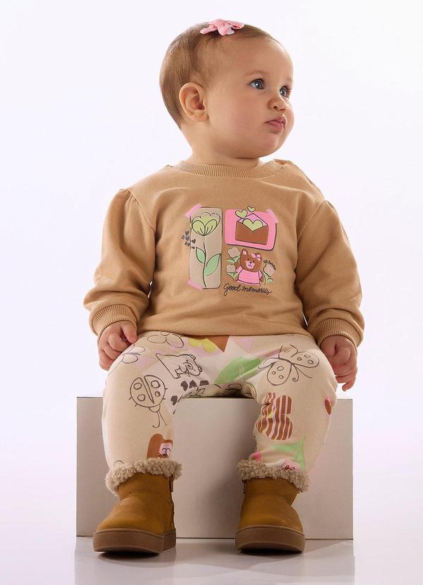 Conjunto Blusão e Calça Cotton Marrom