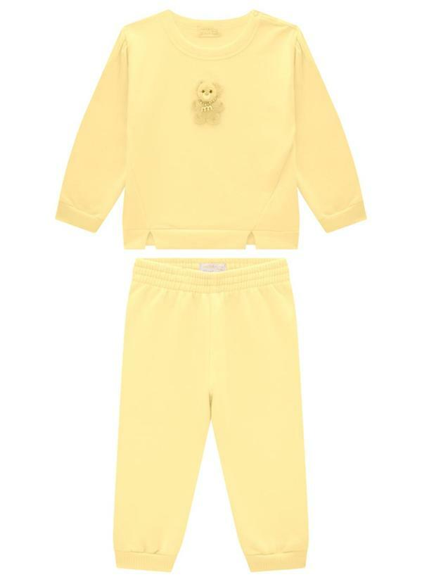 Vista 2 Conjunto Blusão e Calça em Molecotton Amarelo Milli E Nina Milli E Nina