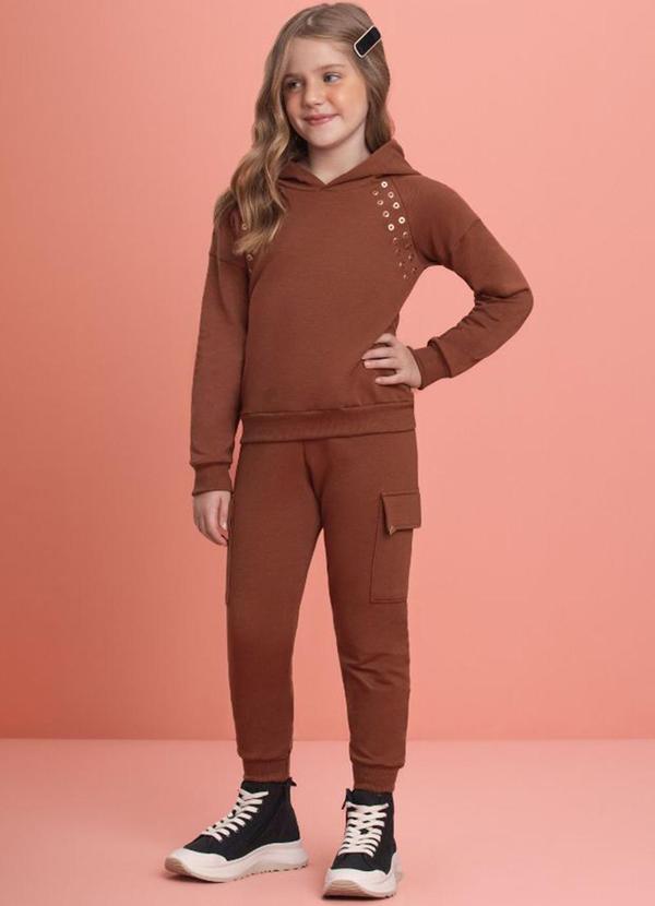 Conjunto Blusão e Calça em Molecotton Marrom