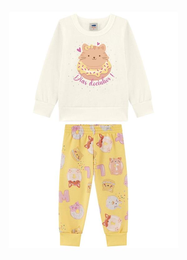 Conjunto Blusão e Calça em Moletom Bege