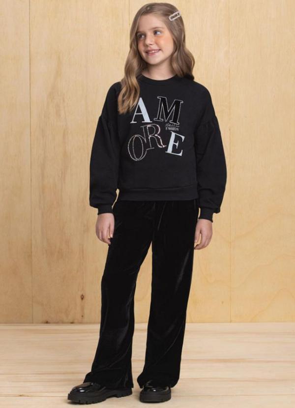 Conjunto Blusão e Calça em Veludo Alemão Preto