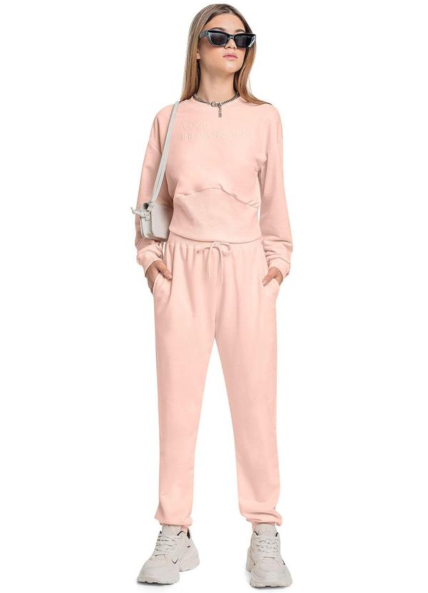 Vista 2 Conjunto Blusão e Calça Juvenil Rosa Gloss Gloss