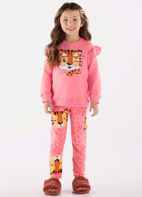 Vista 2 Conjunto Blusão e Calça Legging Rosa Up Baby Up Baby