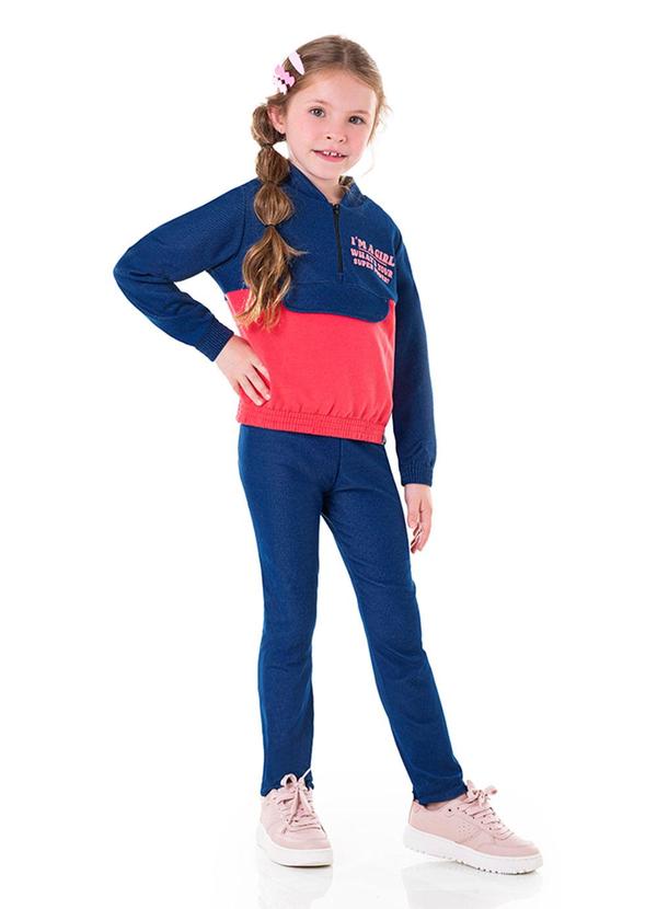 Conjunto Blusão e Calça Molecotton I'M Girl Azul