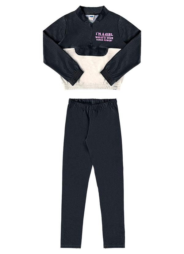 Conjunto Blusão e Calça Molecotton I'M Preto