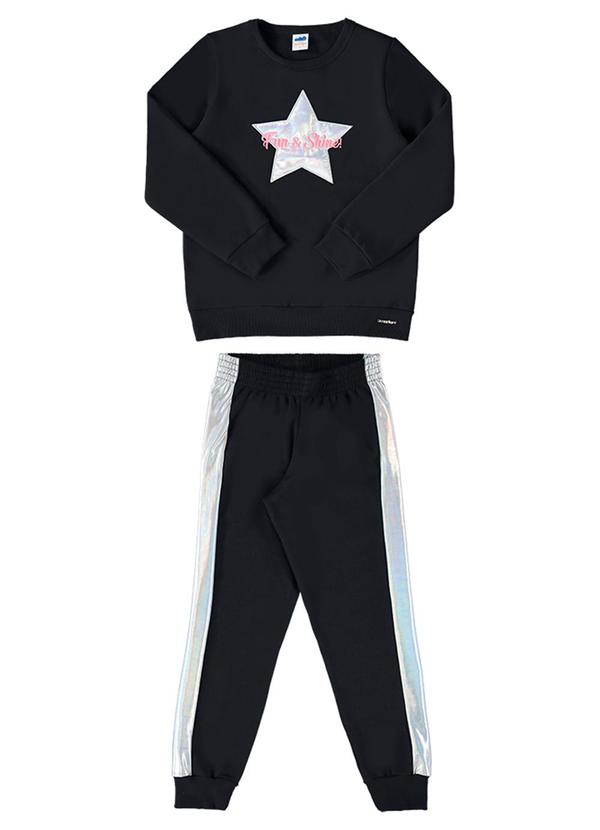 Conjunto Blusão e Calça Moletom Preto
