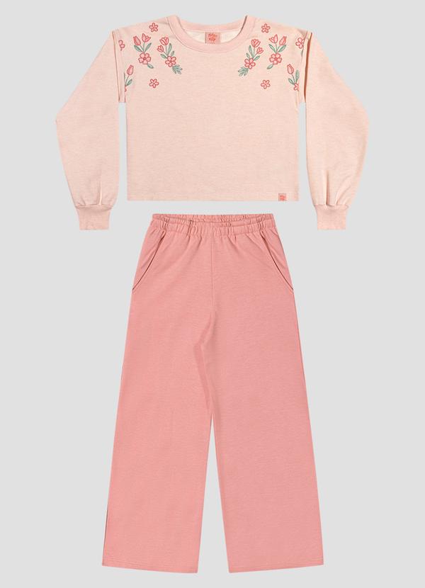 Conjunto Blusão e Calça Pantalona Rosa