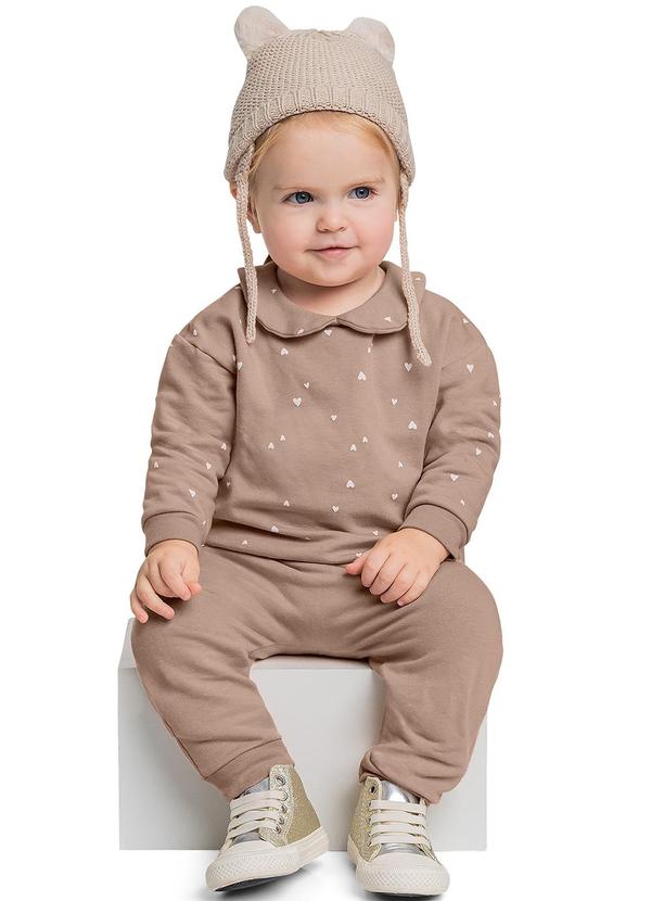 Vista 2 Conjunto Blusão e Calça para Bebê Marrom Quimby Quimby
