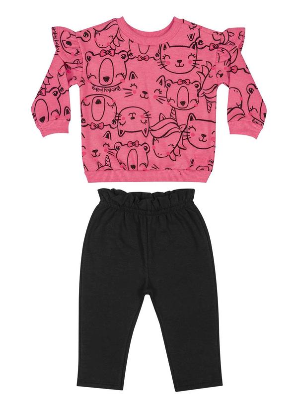 Conjunto Blusão e Calça para Bebê Rosa