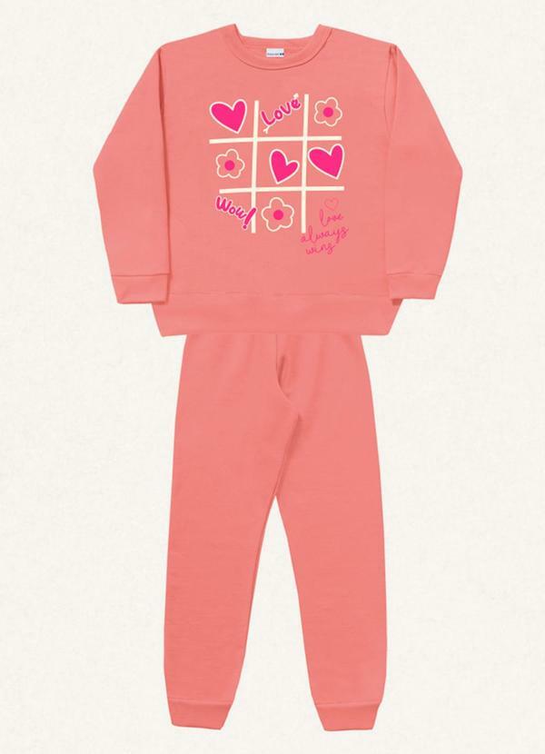 Vista 2 Conjunto Blusão e Calça Rosa Fakini Kids Fakini Kids